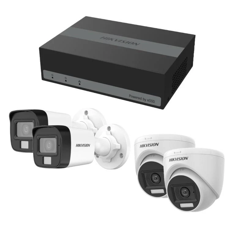 KIT CCTV HIKVISION DS-J142I E04HGHI DVR 512GB ESSD 4CH + 4 CAM LIGHT  2BULLET 2DOMO 